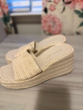 Madden Girl Cream Braided Platform Slide Sandals